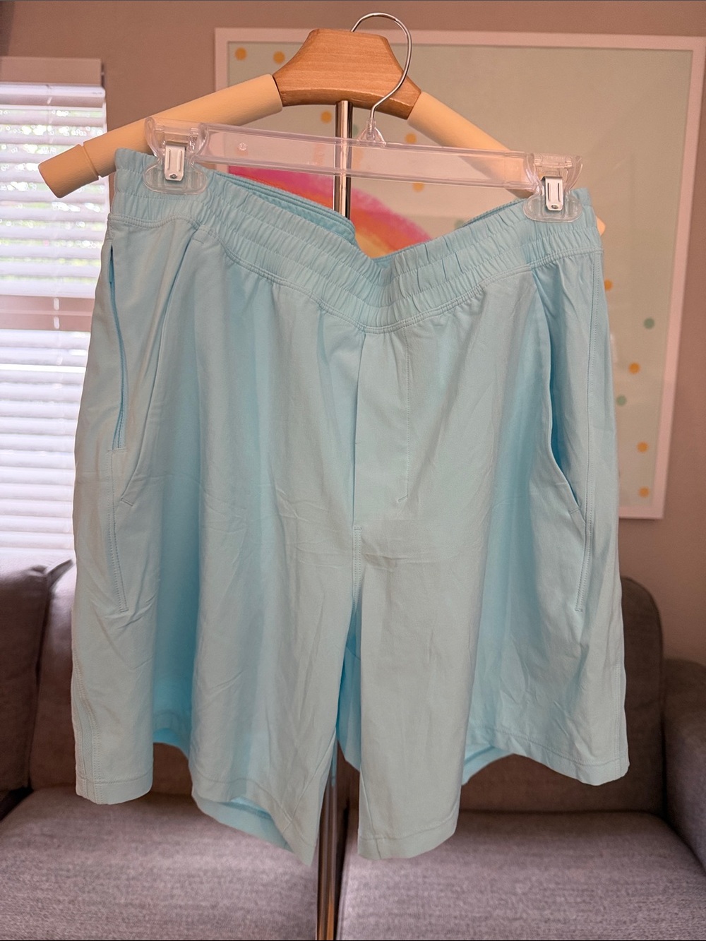 lululemon athletica Light Aqua Elastic Waist Shorts